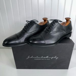 Johnston & Murphy Hartfield Cap Toe Bal Black Calfskin Men’s Shoes Sz 11.5 Italy